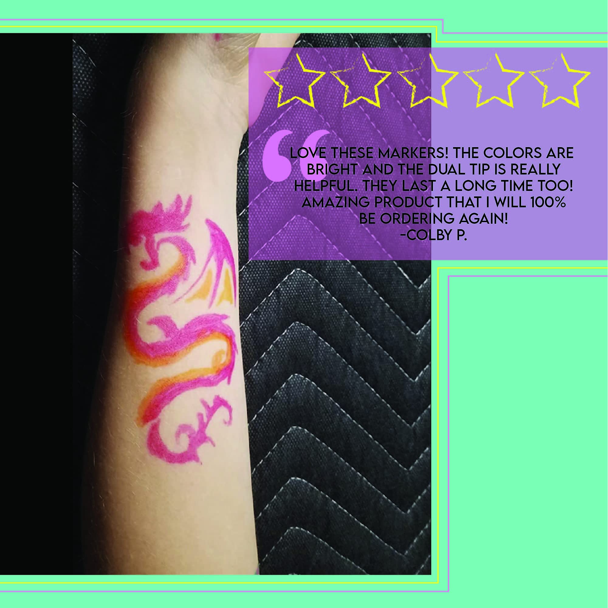 Looney Zoo Temporary Tattoo Markers For Skin 10 Body Markers 20 
