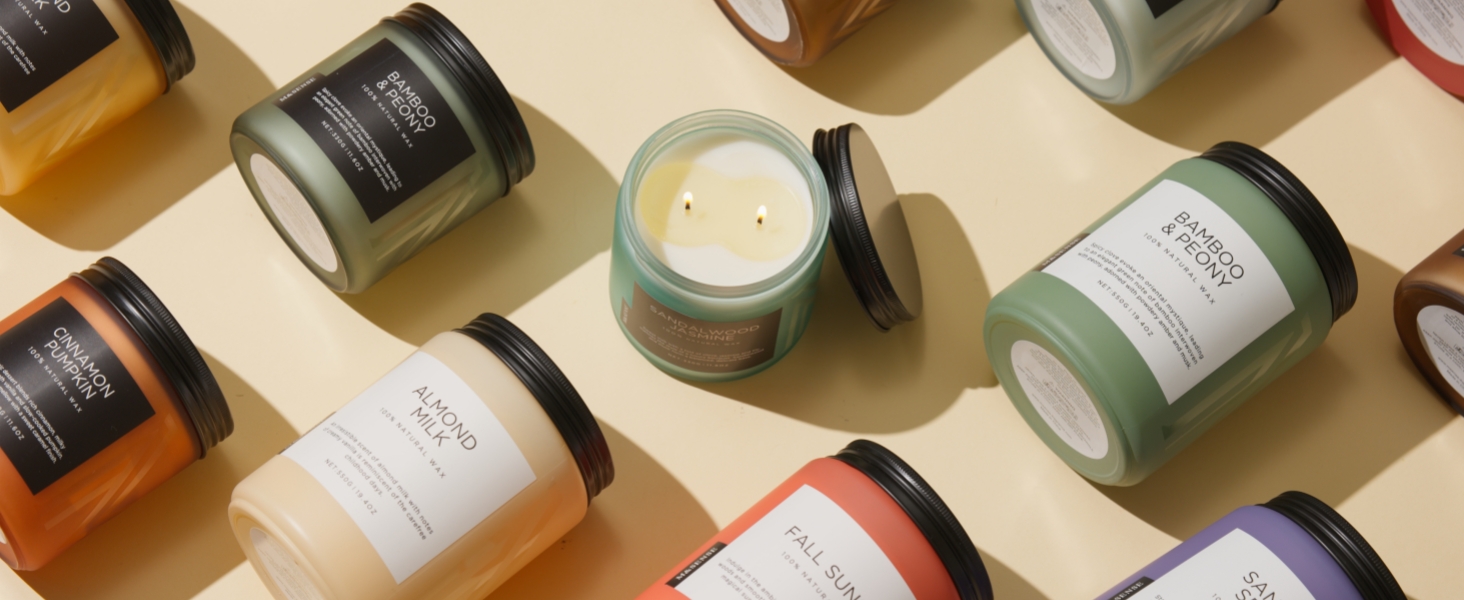 M&SENSE Bougies parfumées en cire de soja naturelle au parfum de bambou, bougie d'aromathérapie de 318g pour soulager le stress, la méditation, le yoga, 70 heures de combustion, bougie non toxique