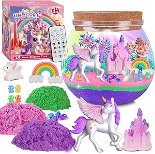 DIY Creative Unicorn Terrarium Set, Toys for Boys and Girls, Novelty Unicorn Craft Set in 13 Bright Colours with Timed Remote Control for Children Aged 3, 4, 5, 6, 7, 8+ Years