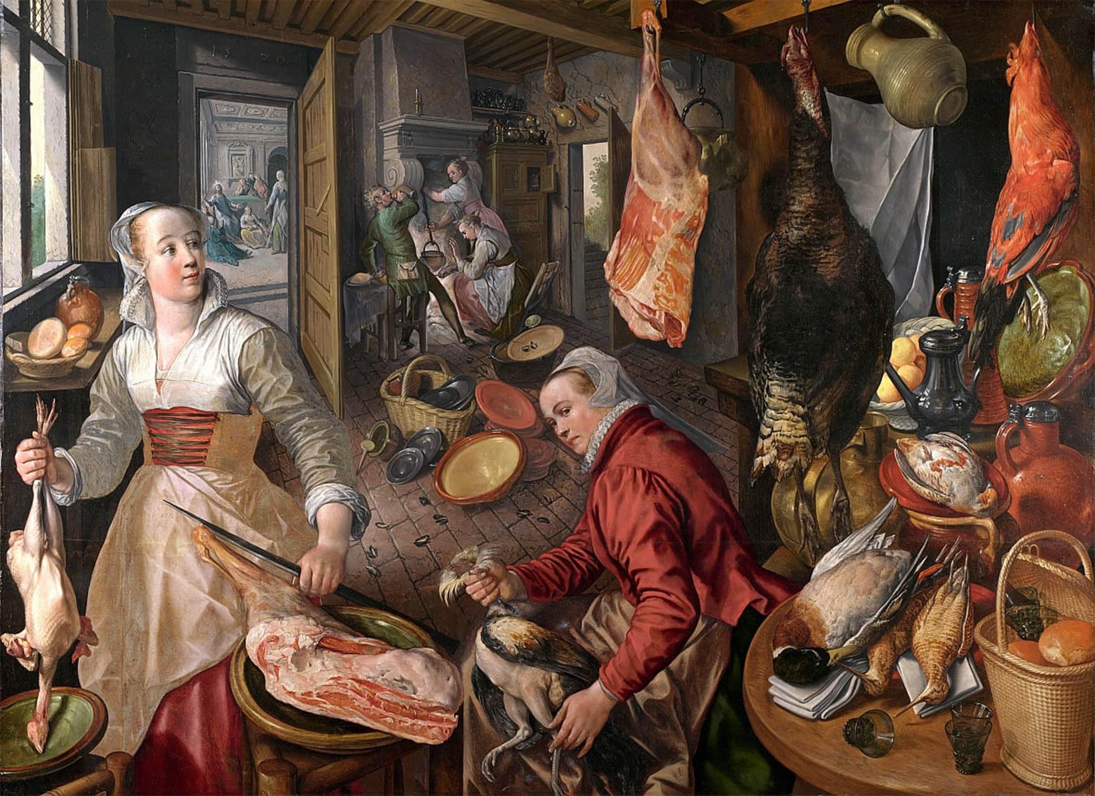 RZHRHJES Vintage Picture Wall Picture Painting Print Poster the Four Elements by Joachim Beuckelaer Abstract Wall Art Painting for Home Decor 60x90cm