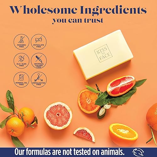 Miniatura 3 de Kiss My Face Jabón en barra De-Stress - Naranja + Pomelo - Barra de jabón vegana con aceite de semilla de cáñamo - Libre de crueldad animal y sin