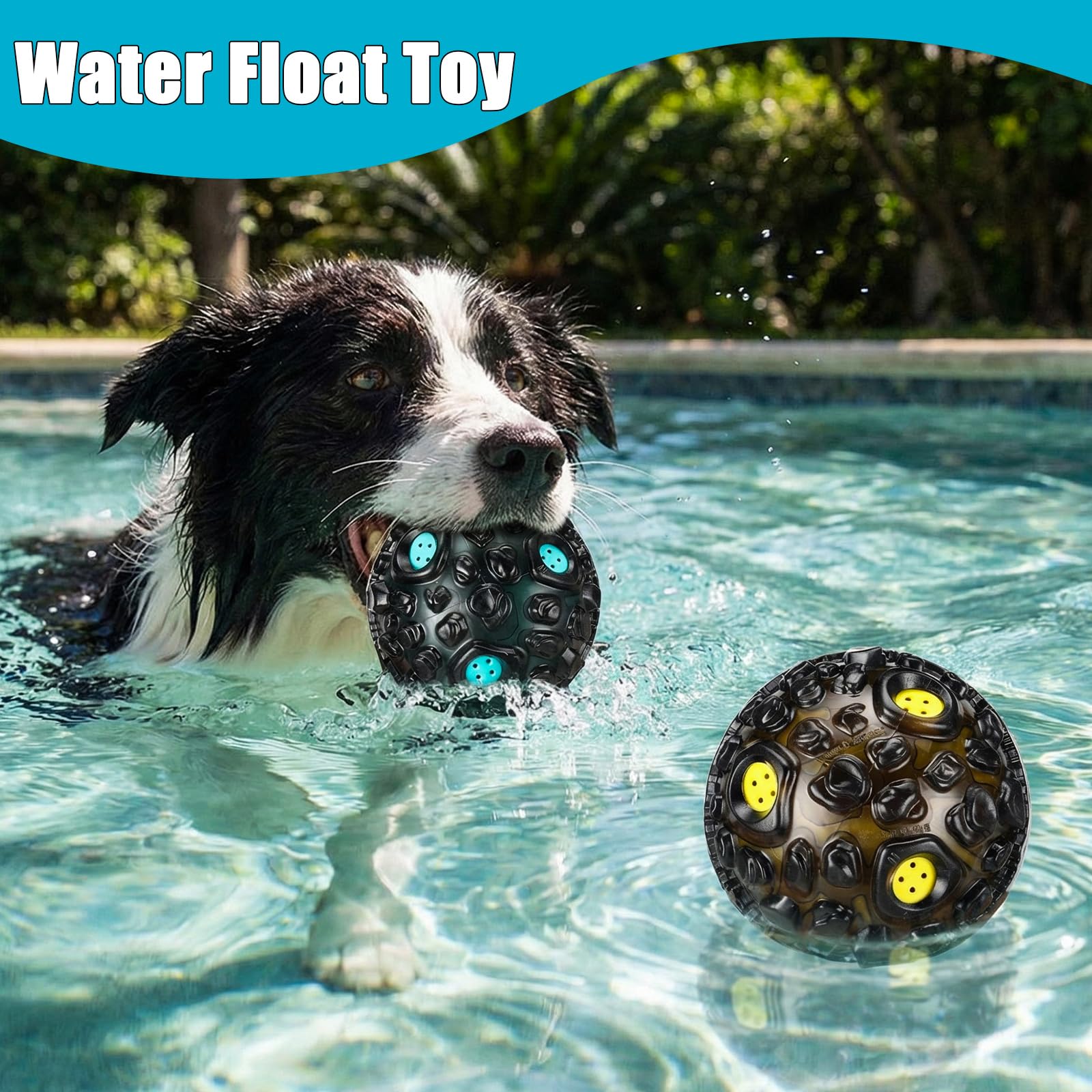 Honoson Lot de 4 balles à mâcher agressives pour chien – Jouet interactif indestructible avec rire qui couine – Jouet à mâcher en caoutchouc élastique pour chiens de petite, moyenne et grande taille