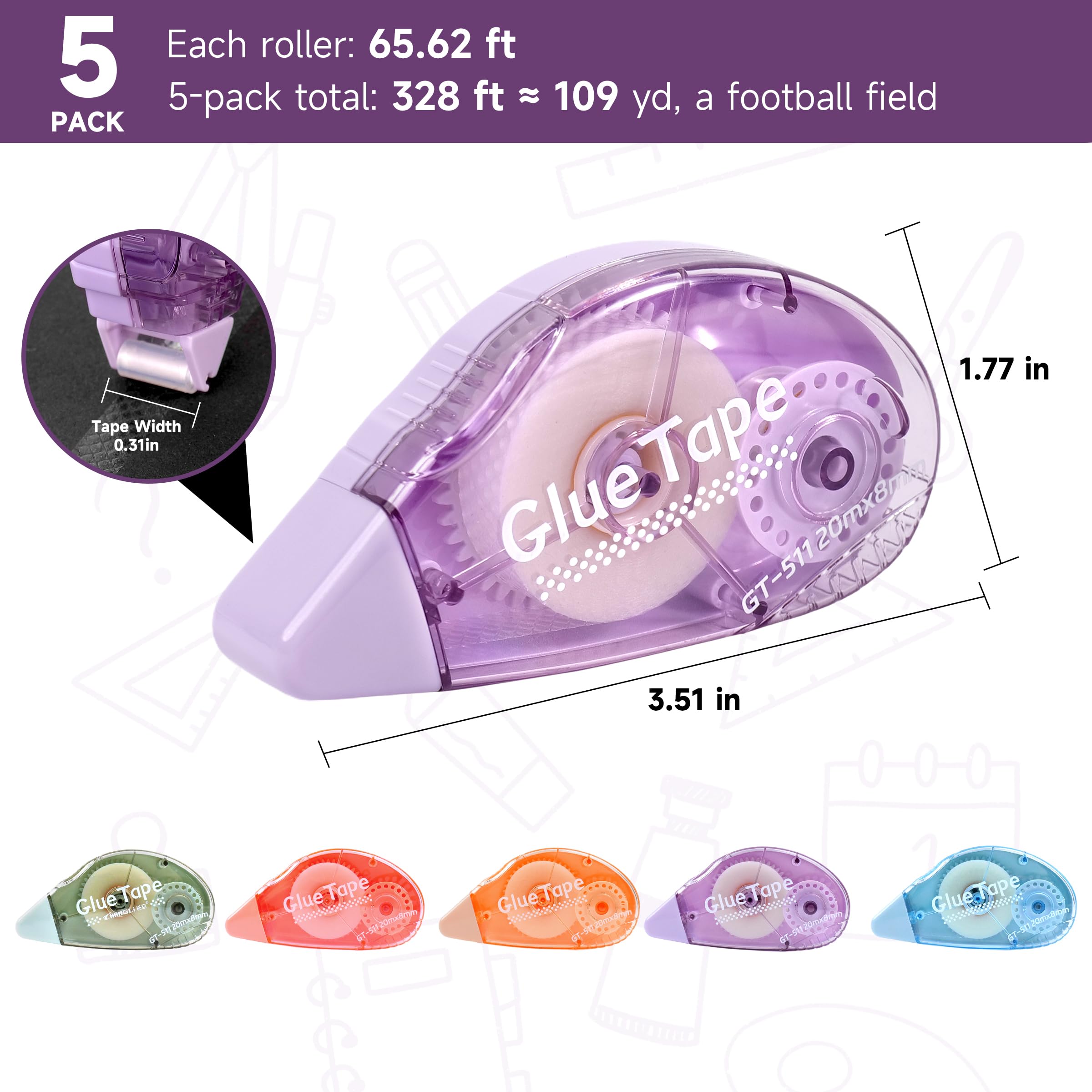 Long Lasting Craft Tape - 5 Pack, 109 Yards -5