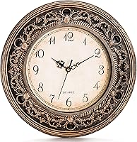 Pumtus 13 Inch Silent Vintage Wall Clock - Non-Ticking Battery Operated Retro Decor for Living Room, Kitchen, Office, Bathroom
