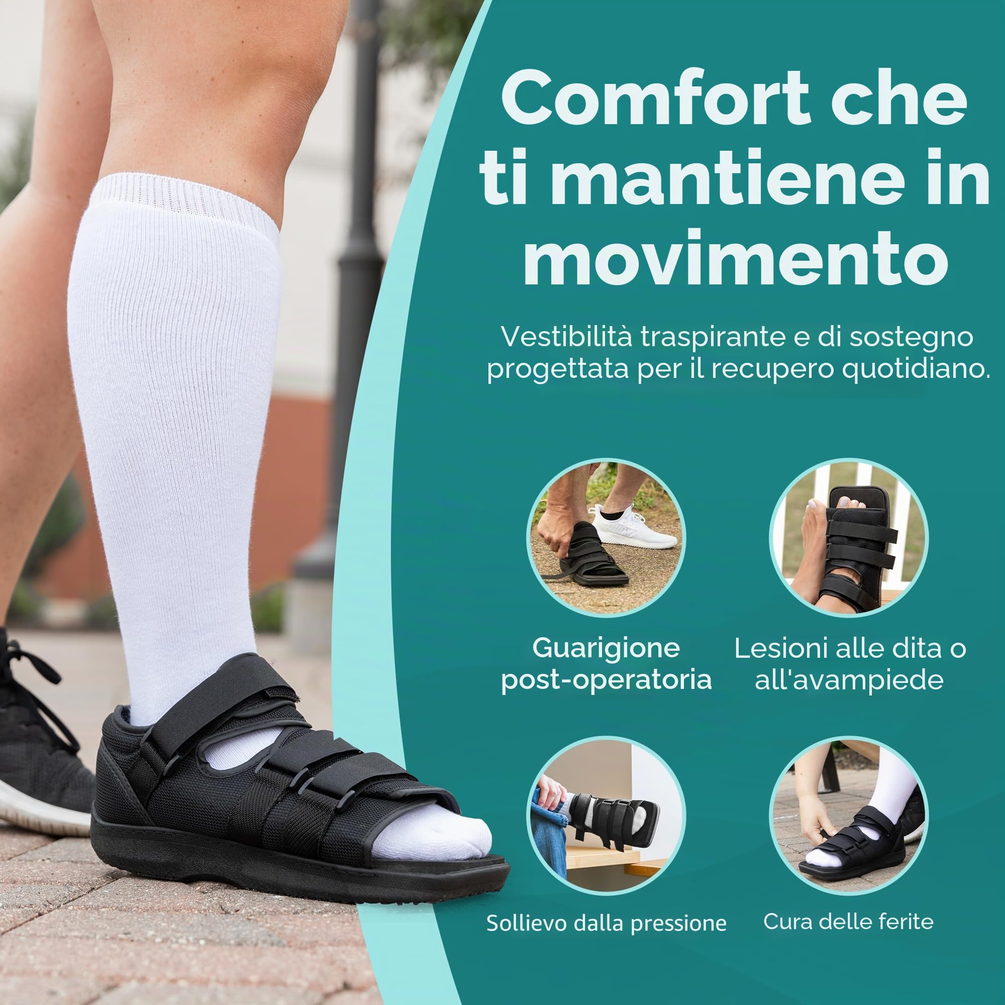 BraceAbility Scarpa post-operatoria per piede rotto o punta | Scarpone per scarpe da passeggio medico/chirurgico (grande - maschio)