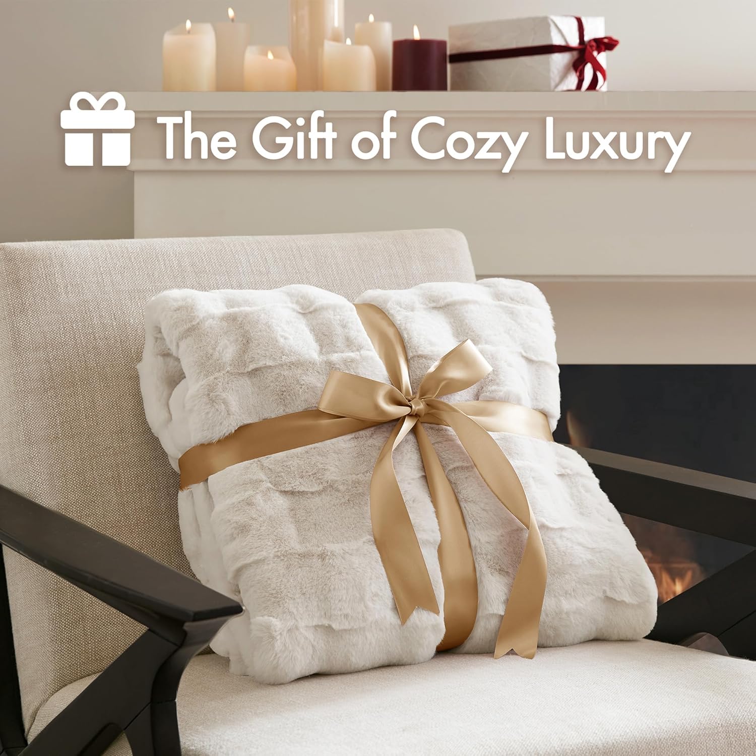 Madison Park Luxuriously Cozy Soft Long Faux Fur Throw Basketweave Blanket Reversible Soft & Snuggly Velvet Throw, Lightweight, Breathable Trendy Room Décor Summer Blanket, 50x60, Ivory - Image 7