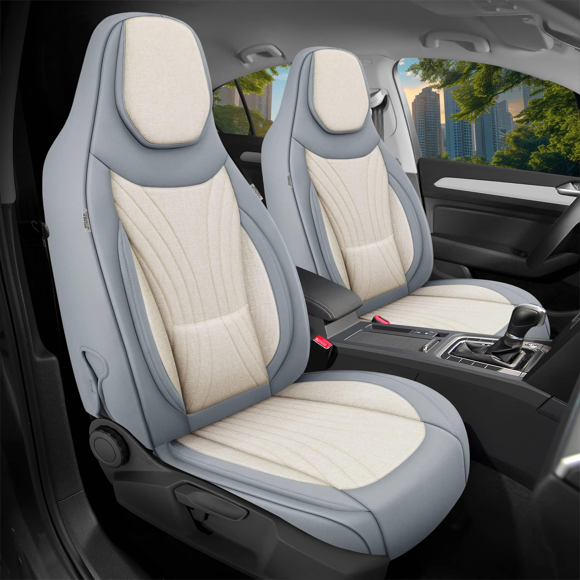 BREMER SITZBEZÜGE kompatybilne z VW Tiguan Allspace rok prod. od 2016 kompatybilne pokrowce w kolorze czarnym/beżowym C3
