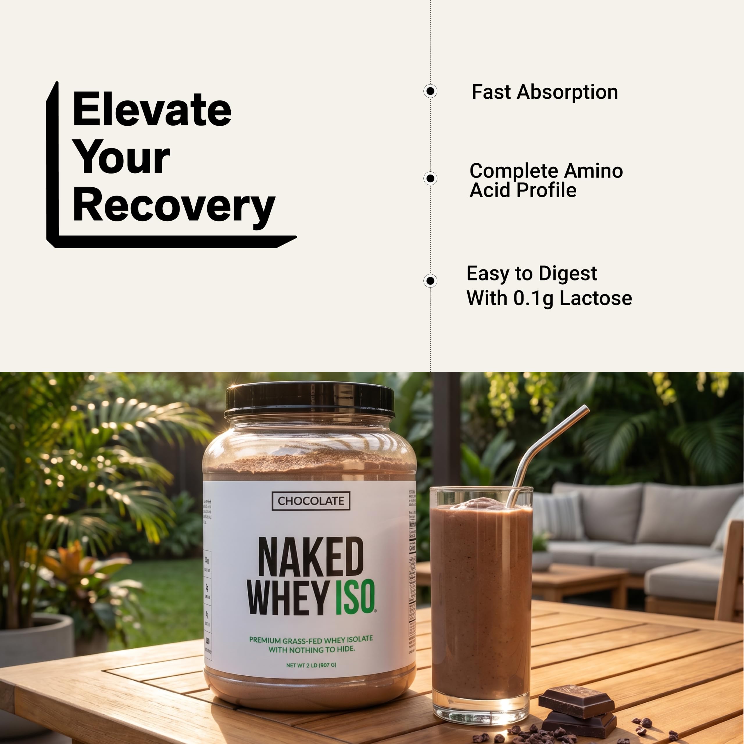 NAKED Chocolate Whey Isolate Protein - Only 6 Ingredients, 30g Grass-Fed Protein, Undenatured, No GMO, No Soy, Gluten-Free, No Preservatives - 24 Servings — Amazon image 6