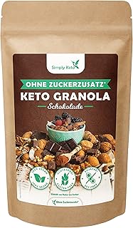 Simply Keto Knusper Granola Schoko - Lower Carb* Müsli-Alternative ohne Zuckerzusatz - 500g Leckeres Keto Granola für ein perfektes Frühstück - Paleo & Vegan - Soja, Laktose- & Glutenfrei - 500g