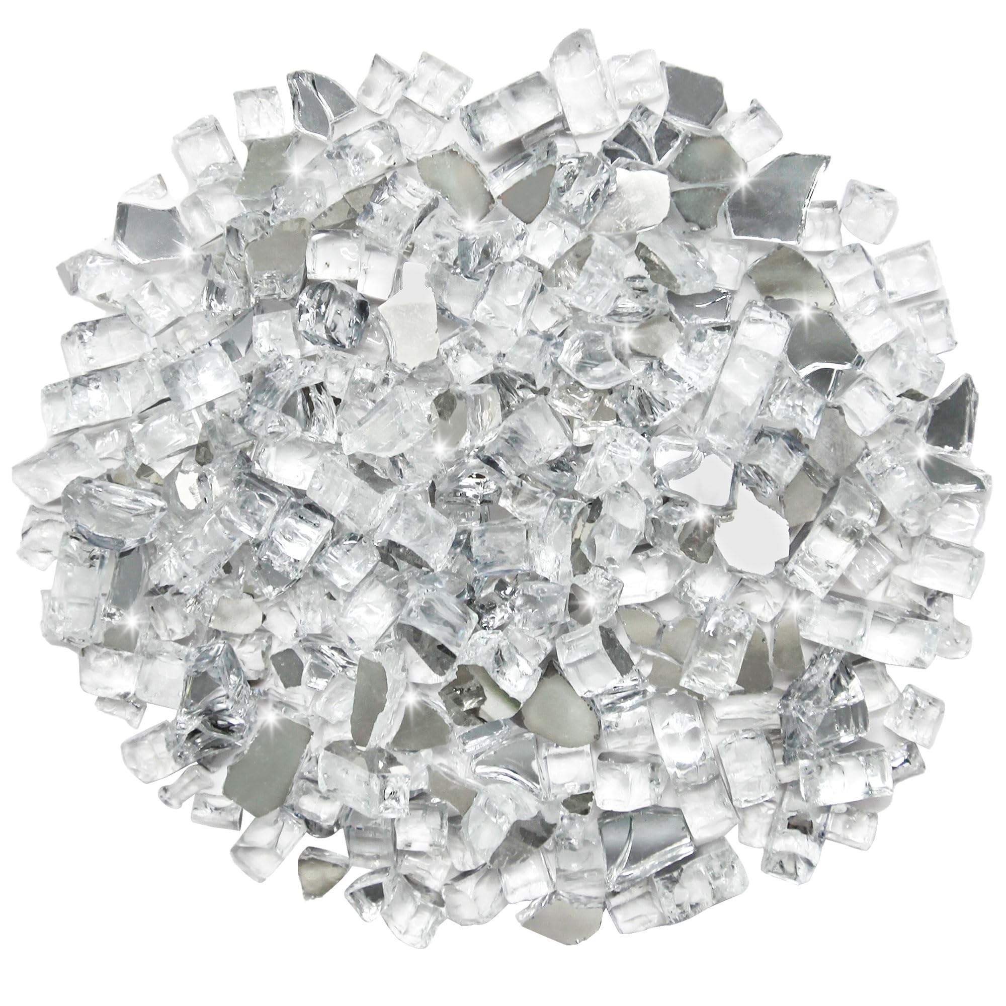 iShyan Fire Glass for Propane Fire Pit, 1 lb 1/2 inch White Reflective Fire Glass Rocks for Gas Fireplace Firepit Outdoor Fire Table Landscaping