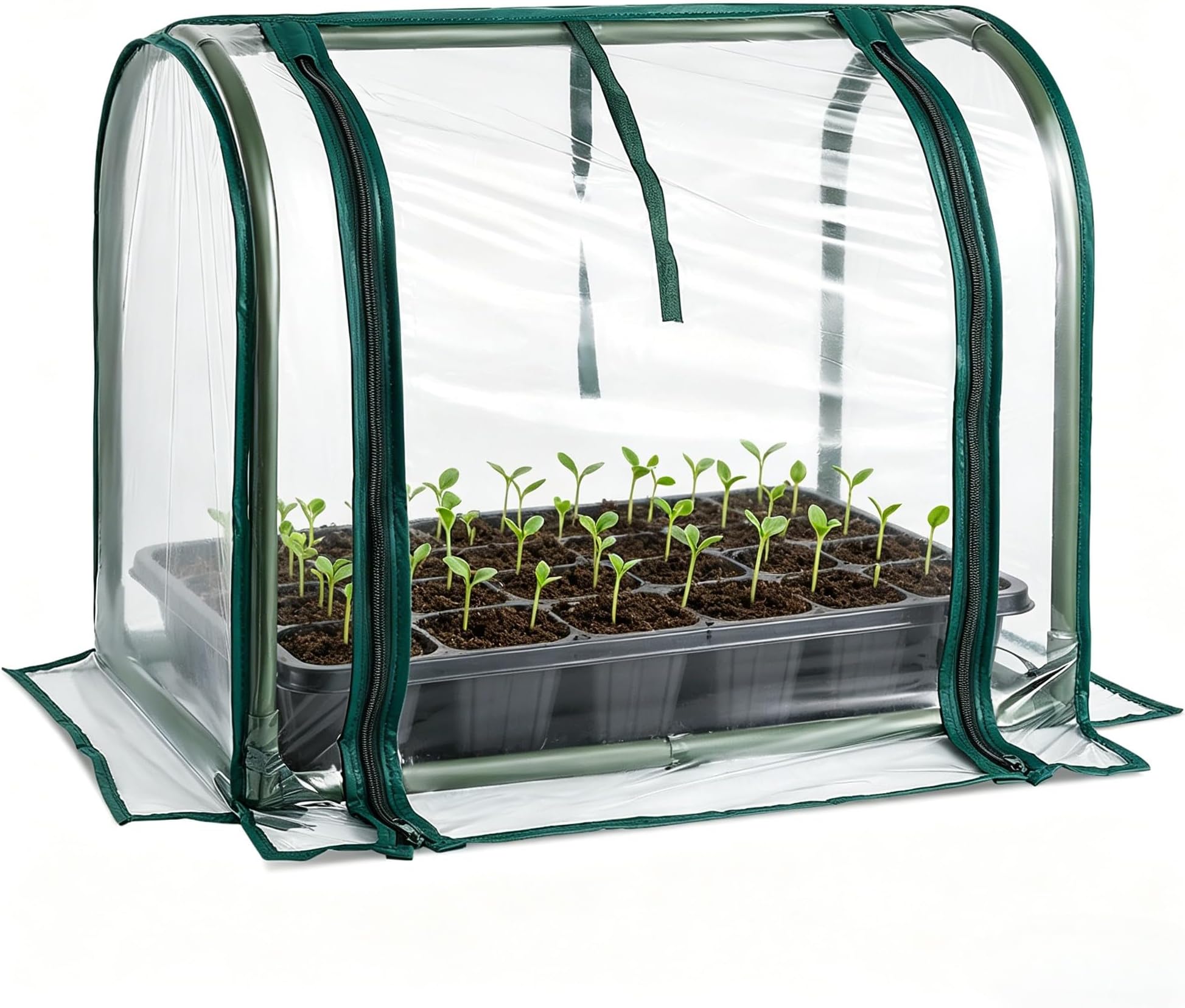 Mini Indoor Greenhouse Tabletop Garden Humidity Domes for Seedling | 23"x12"x16.5"(H), Nursery Plant Cover Tent, for Germination Heating Mat
