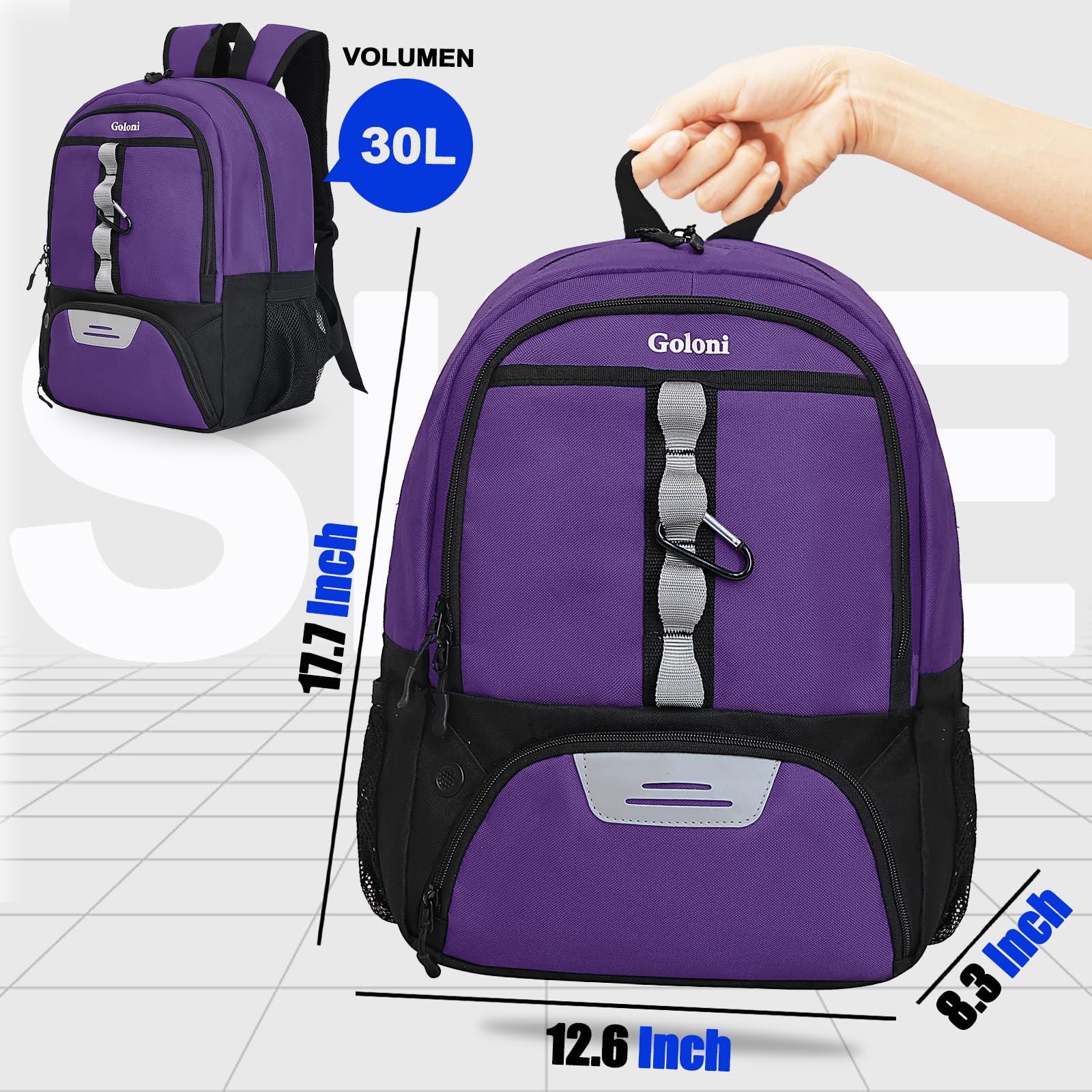 Goloni Youth Soccer Bag,Basketball Bag with Ball Compartment & Shoe Compartment,Backpack for Football Volleyball Basketball