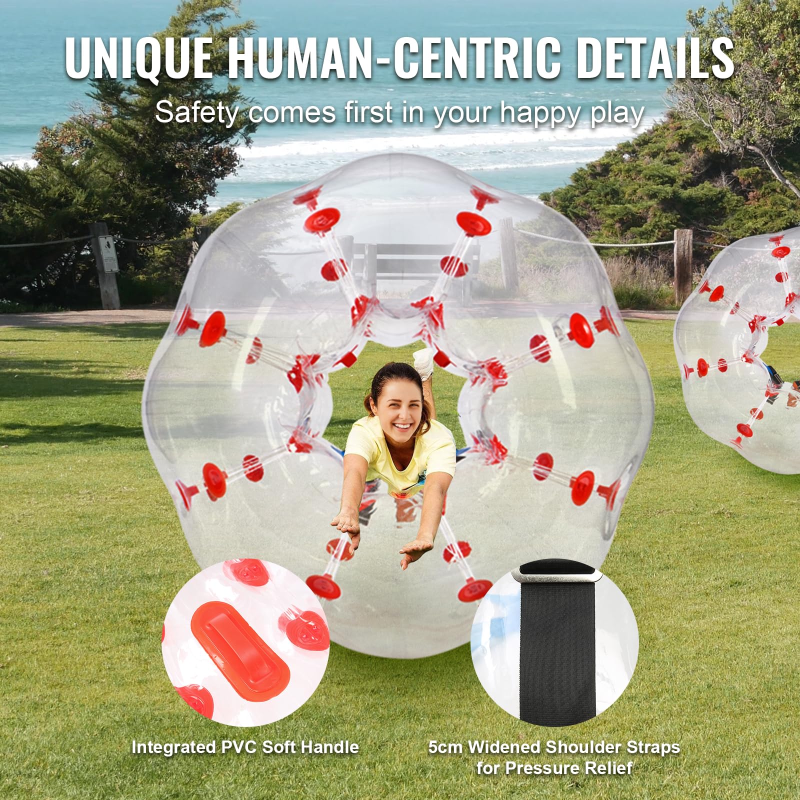 VEVOR Palline gonfiabili, 1 pezzo, 1,2 m, per adolescenti, 0,8 mm di spessore, in PVC, per giochi di squadra all'aperto, giochi di squadra, giocattoli per giardino, cortile, parco