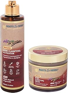 ROOTS AND HERBS Ayurvedic Face Ubtan and Activator Kit Natural Treatment 100% Vegan No Paraben Mulethi Acne Remover Ubtan and Activator 2.11oz, 6.76oz