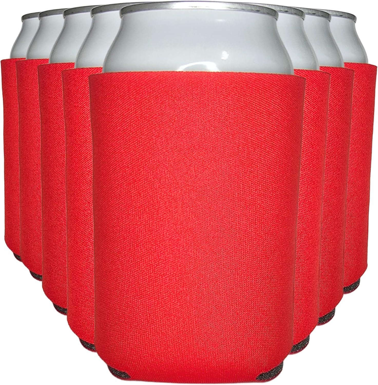 TahoeBay Blank Beer Can Cooler Sleeves (8-Pack) Bulk Sublimation Blanks for Vinyl Plain Soft Foam Can Sleeves Coolers for Soda Cans & Bottles Black, White, Solid Color (Red, Regular 12oz)