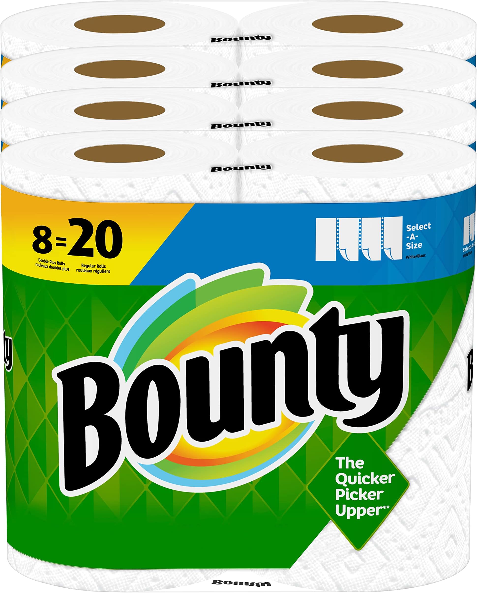 BountySelect-A-Size Paper Towels, White, 8 Double Plus Rolls - 20 Regular Rolls, 1 Box