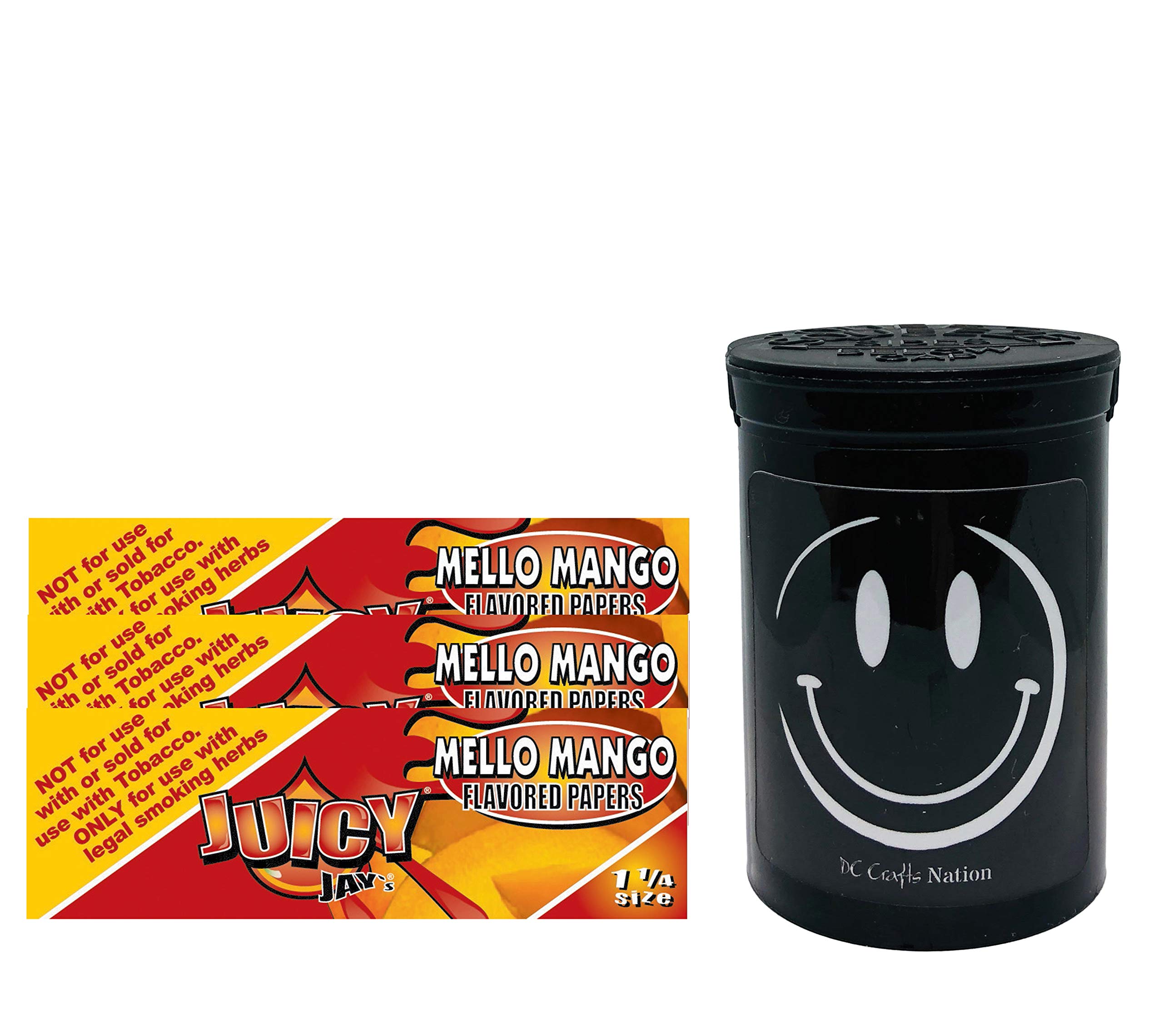 DC Crafts NationPop Lid Fresh Kettle with Juicy Jay's Mello Mango 1.25 Flavored Rolling Papers 3 Count - Happy Face