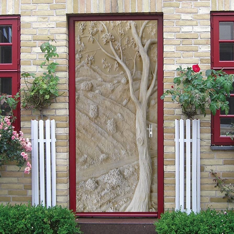 3D Wall Door Sticker Green Forest Path Nature Land... - Grandado