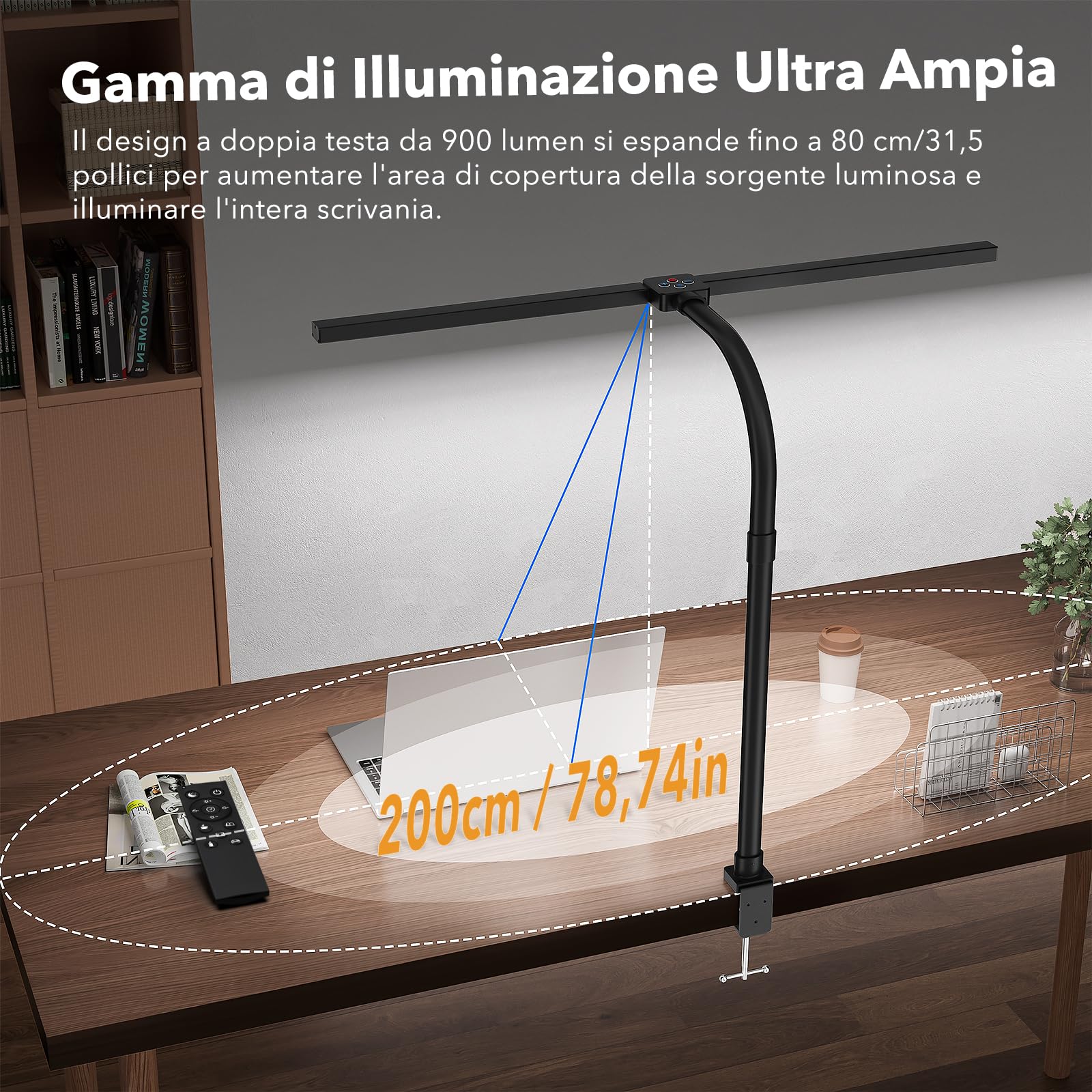 Lampada Da Scrivania LED A Doppia Testa - Dimmerabile, Con Telecomando, Timer, Per Ufficio E Casa - Foto 5
