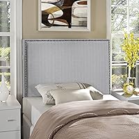 Vista 1 de Modway Region - Cabecero tapizado de tela de lino con ribete de cabeza de clavo, Madera