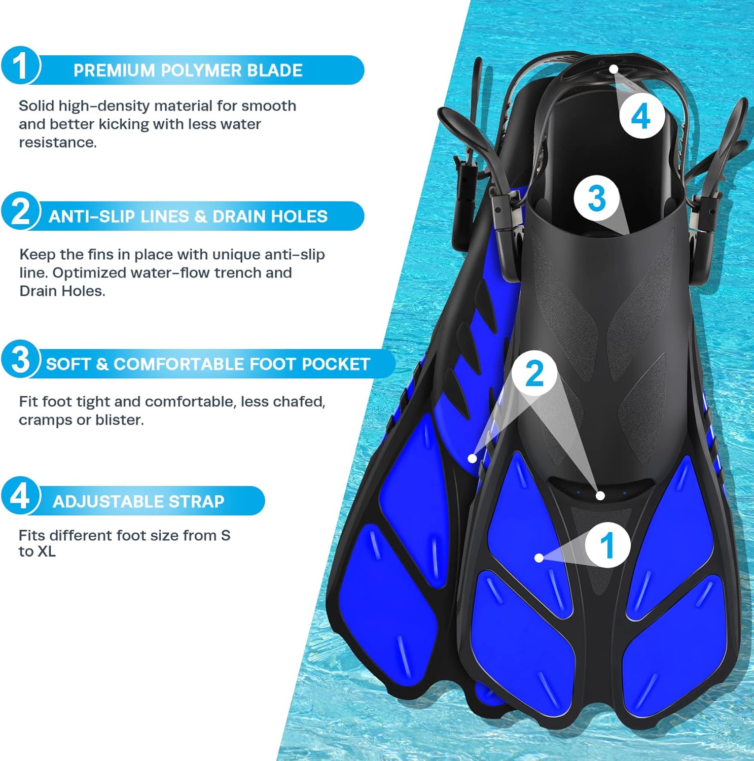ZEEPORTE Mask Fin Snorkel Set, Travel Size Snorkeling Gear for Adults with Panoramic View Anti-Fog Mask, Trek Fins, Dry Top Snorkel and Gear Bag for Swimming Training, Snorkeling Kit Diving Packages - Image 6