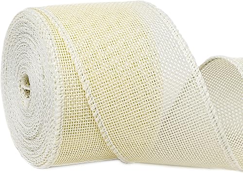 Biobrown Cinta de arpillera rosa con alambre de 1 12 pulgadas x 10 yardas con borde con alambre para decoración de árbol de corona de arco grande,