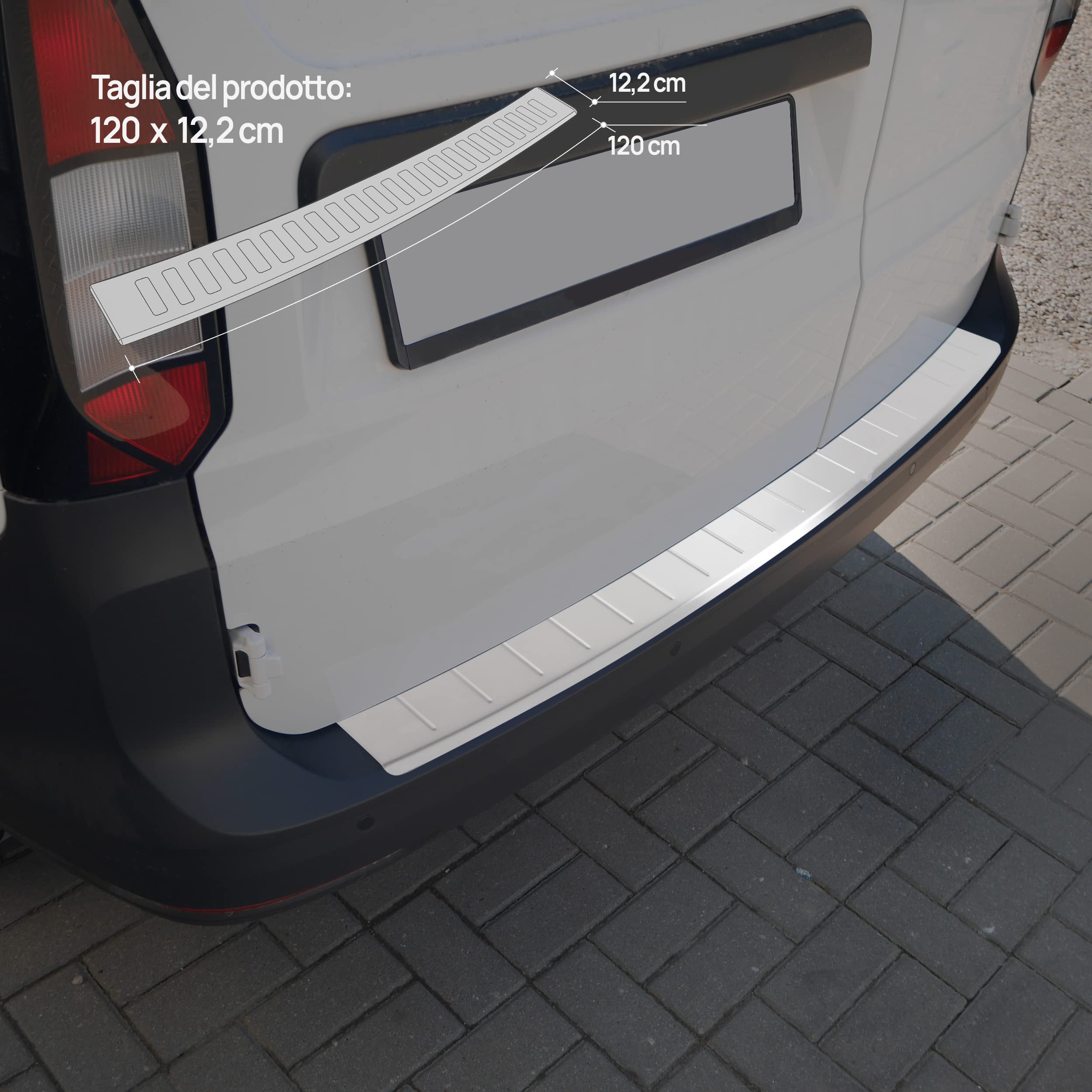 CHROMEMASTER | Protezione paraurti Posteriore | Compatibile con VW Caddy IV 2021 | Acciaio INOX, Argento opaco | Protegge la vernice del paraurti