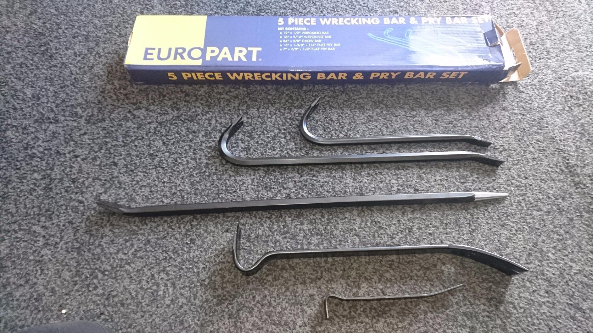 Spares2go 10 Piece Crowbar, Flat Pry & Long Wrecking Rod - Crow Bar Set