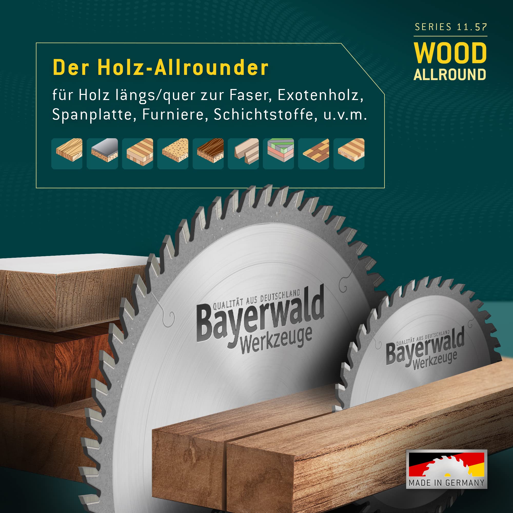 Bayerwald - HM brzeszczot do piły tarczowej - Ø 160 mm x 2,2 mm x 20 mm | ząb zmienny (28 zębów) | Otwory dodatkowe: TS 55 + TSC 55 + ATF 55 + AP 55 | mała szerokość cięcia, idealna do piły tarczowej akumulatorowej