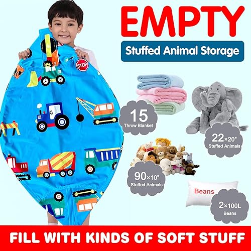 Miniatura 2 de Lukeight Funda para silla puf de almacenamiento de animales de peluche para niños, funda para silla puf con cremallera para organizar habitaciones