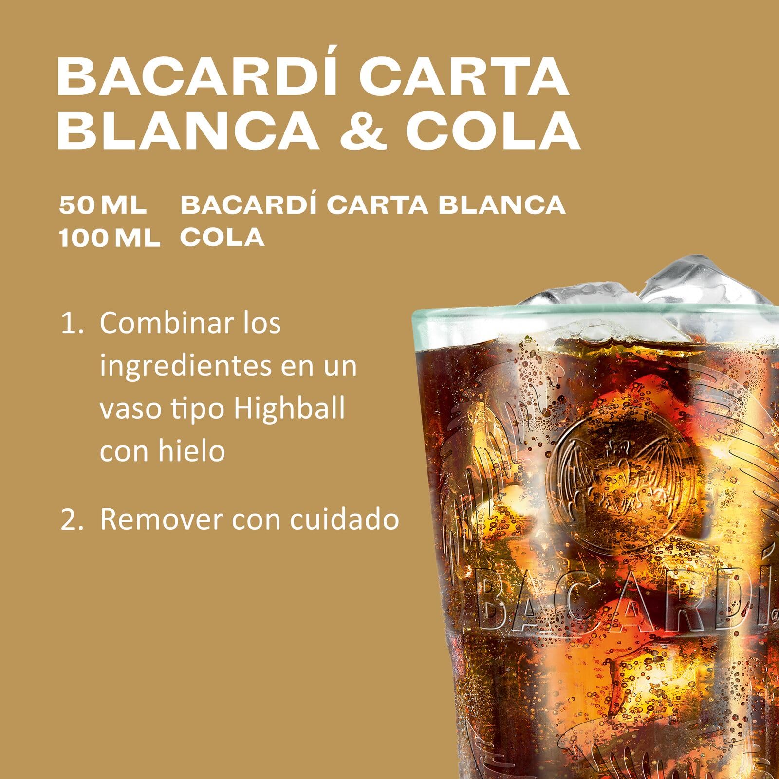 BACARDÍ Carta Blanca Ron Blanco Superior 37,5% ALC. 1 L Ron Caribeño Icónico