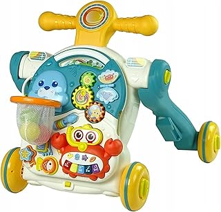 COIL Baby Walker, 5-in-1 Baby Walker, Walking Aid, Baby Walker Learning Toy with Music and Light, Height Adjustable, Baby Walker, Learning to Walk, Baby Walker from 1 Year, Green