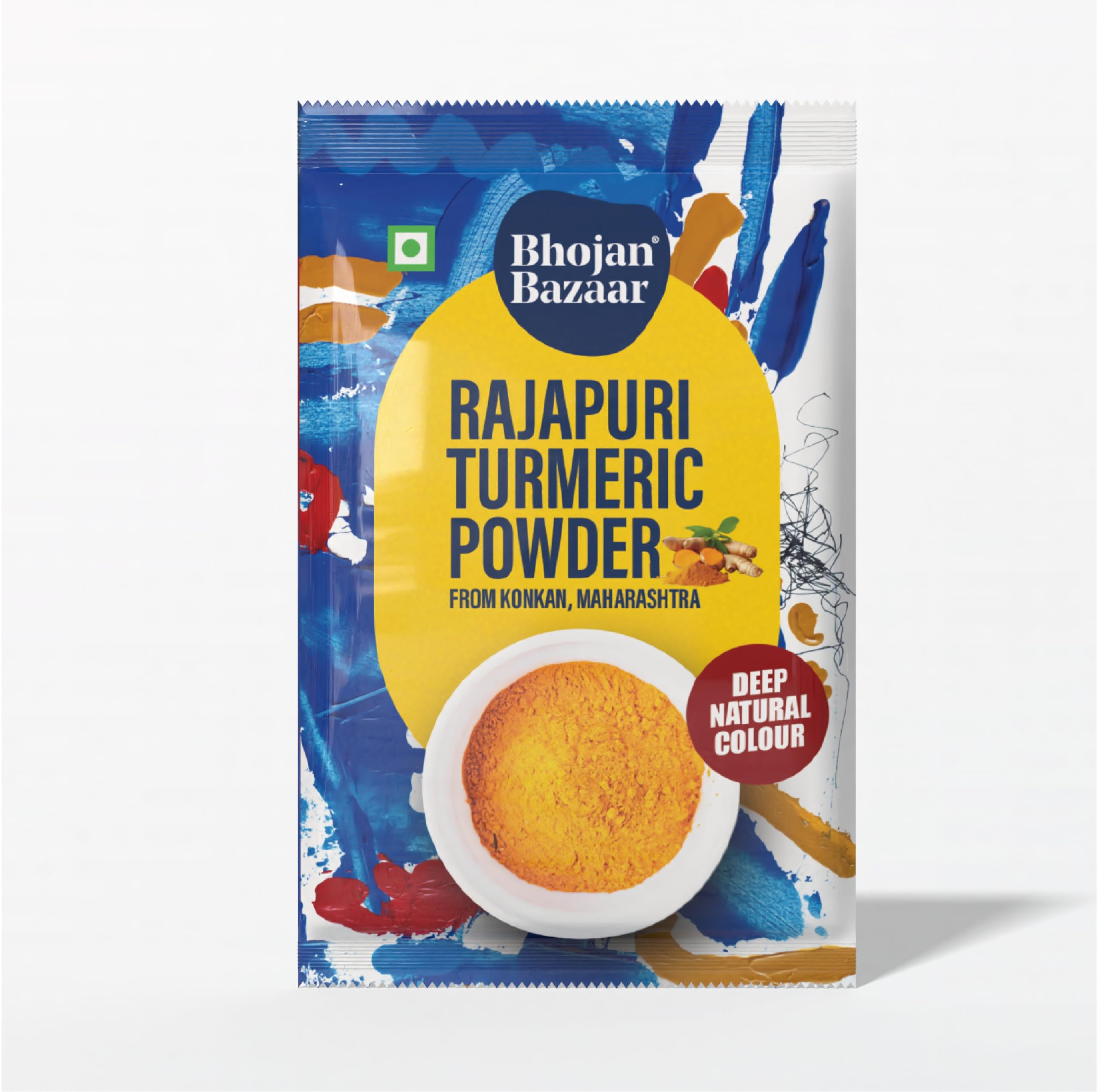 Bhojan Bazaar Rajapuri Organic Turmeric/Haldi Powder 100g, Premium Konkan Haldi, Natural Turmeric Powder with No Added Flavours & Colours, Rich in Curcumin, Hygienic Pack for Cooking & Eating
