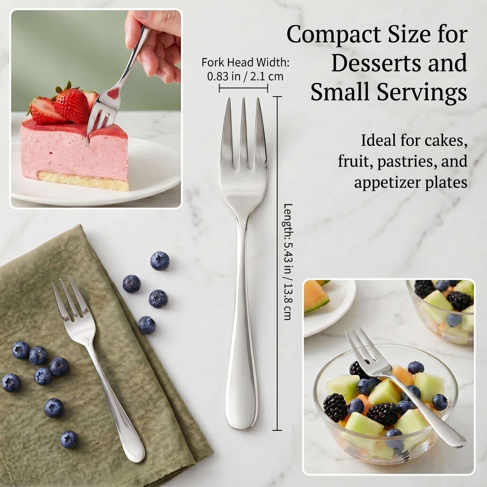 Dessert Forks Set of 4, 5.43" Stainless Steel Small Forks, Cake Pastry — Amazon image 2