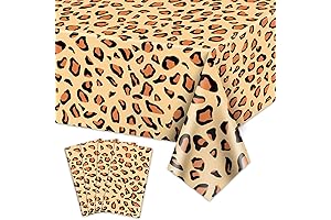 4Pcs Leopard Tablecloths, Rectangular Safari Animal Cheetah Print Table Cloths