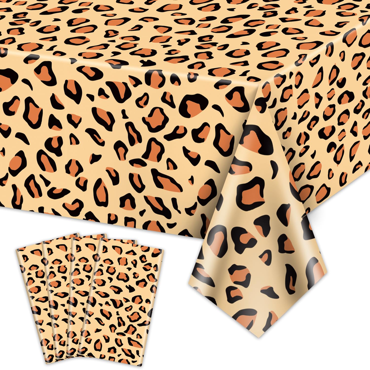 PTECDROTS 4 manteles rectangulares con estampado de leopardo y guepardo, decoración de fiesta de guepardo, mantel a rayas para zoológico, selva, safari, leopardo, fiestas, 130 x 220 cm