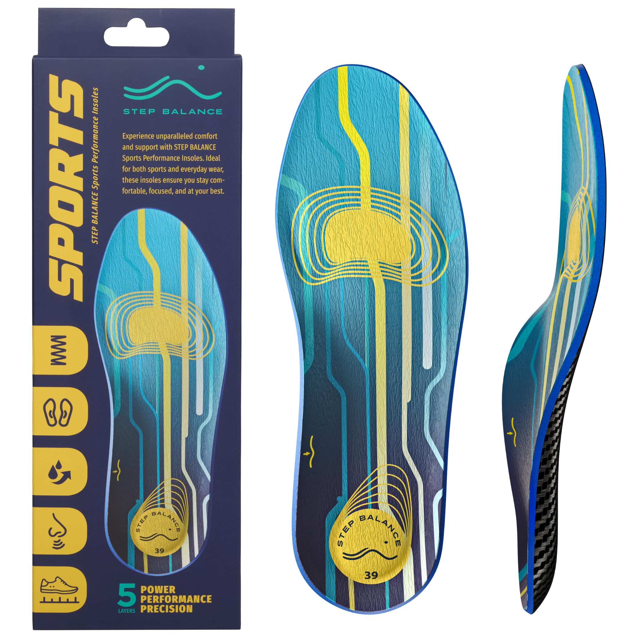 Plantillas Deportivas Fibra de Carbono 5 Capas – Absorción de Impactos, Soporte Arco Plantar – Running, Fútbol, Pádel – Hombre y Mujer, Talla EU 42