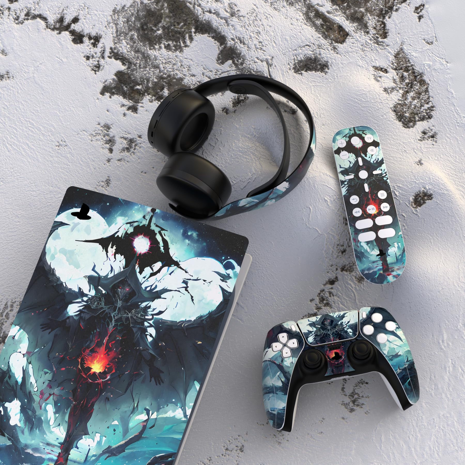playvital Adesivo Skin per ps5 Console&Controller&Telecomando&Cuffie&Base di Ricarica Cover Sticker Decal Vinile per ps5 Digital Edition-Campo del Diavolo (PFDTM092)