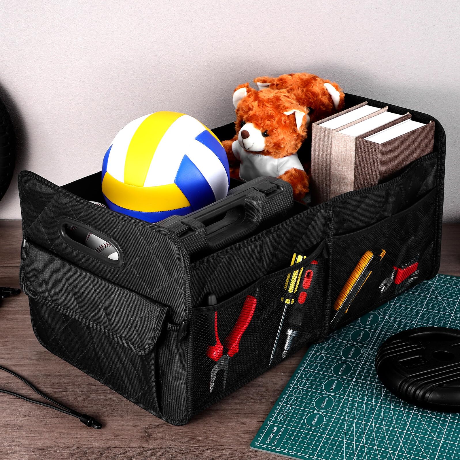 Abaodam Kofferraum Organizer Suv Faltbar Robuste Oxford Aufbewahrungsbox Auto Trunk Organizer mit Unterteilung Vielseitig für Werkzeug Sport Lebensmittel