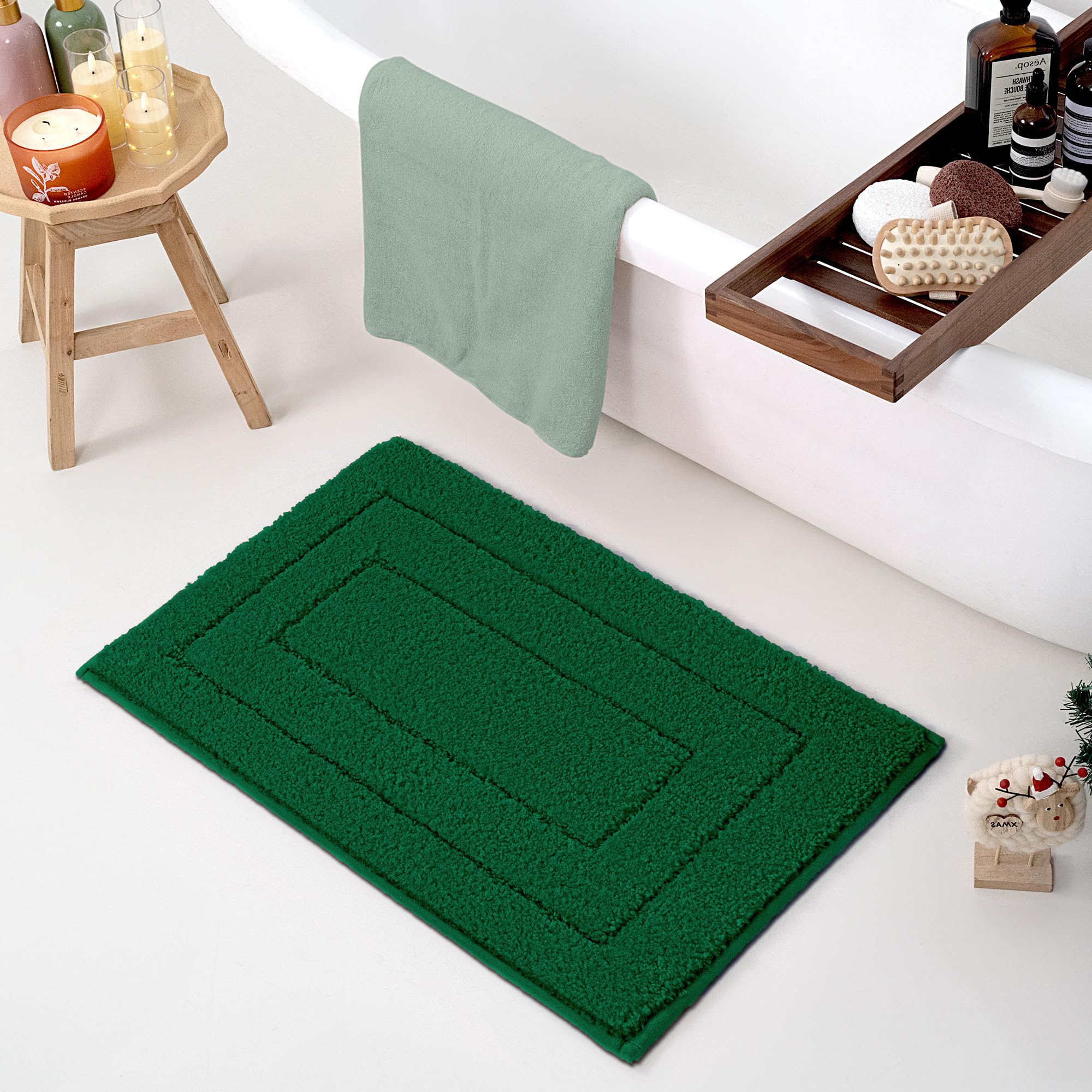 GRANNY SAYS Green Bathroom Rug, 20" X 32" Bath Rugs for Bathroom, Microfiber Cute Bath Mats, Washable Rug for Bath Tub, Bath Mat Non-Slip, Decorations