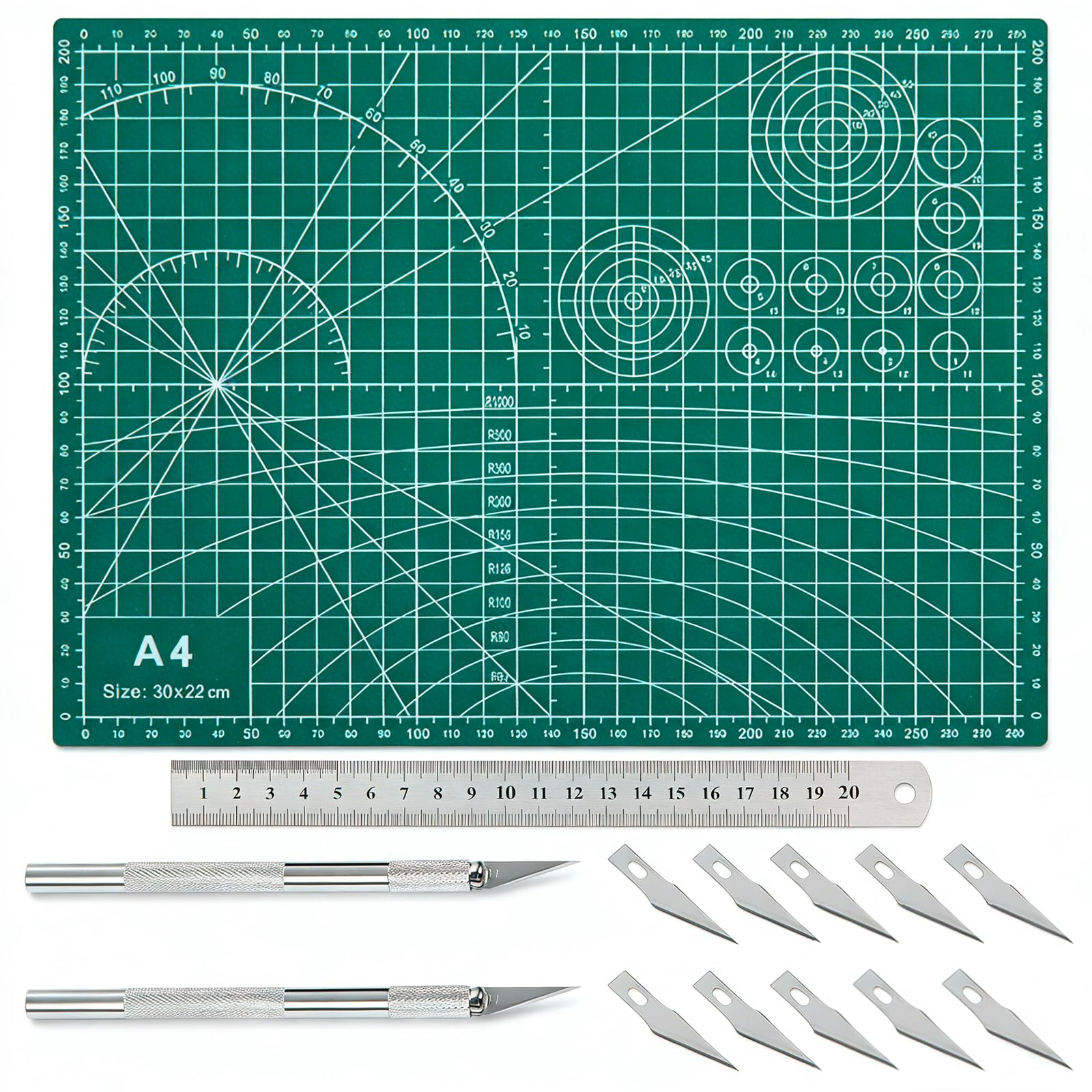 A4 Self Healing Cutting Mat, 3mm Thick Double Sided Craft Mat with Grid Line for Quilting Sewing Crafts Hobby Fabric Precision Scrapbooking Project