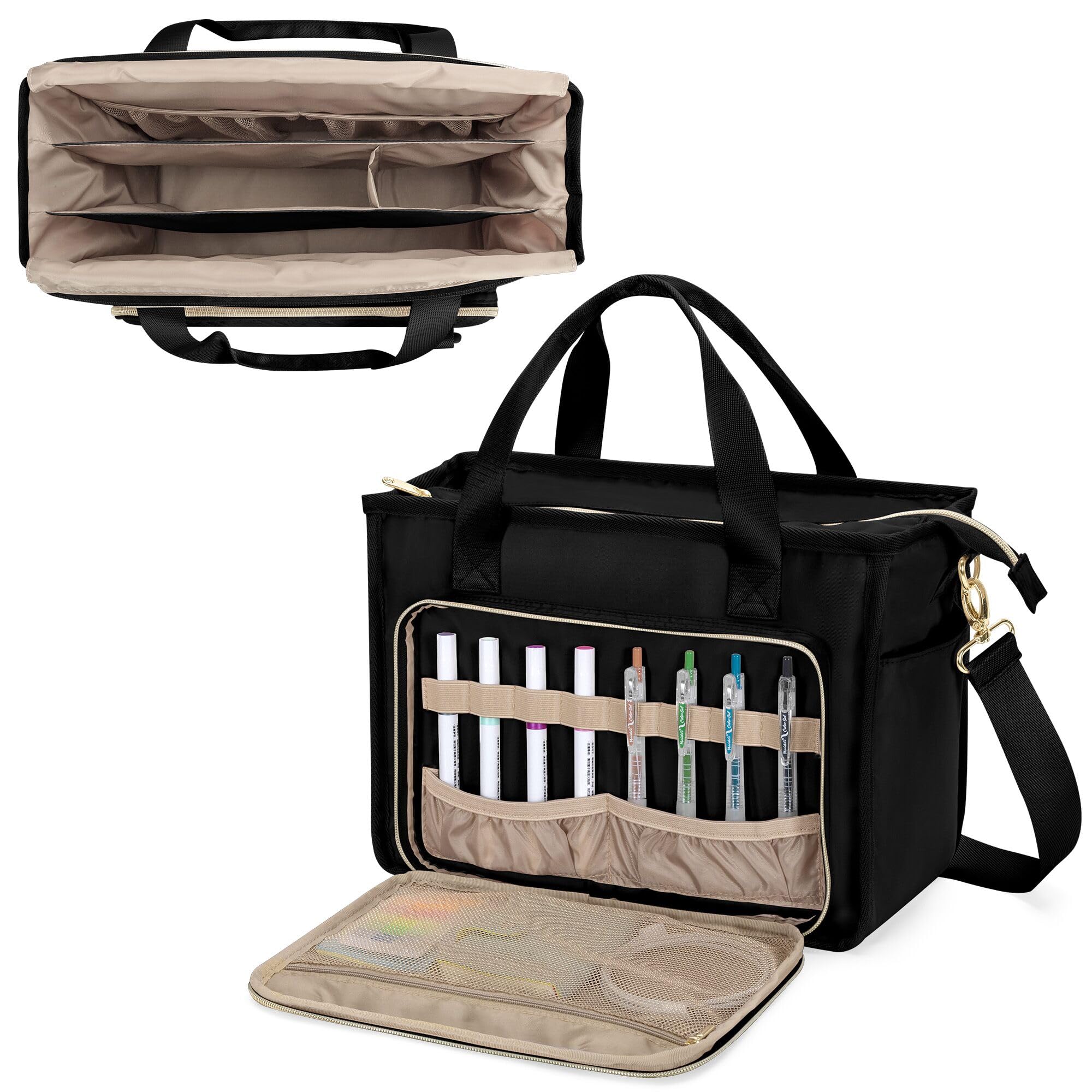 Prokva Teacher Tote Bag for Women, Work Tote Bag with Pocket for College and Office, Black