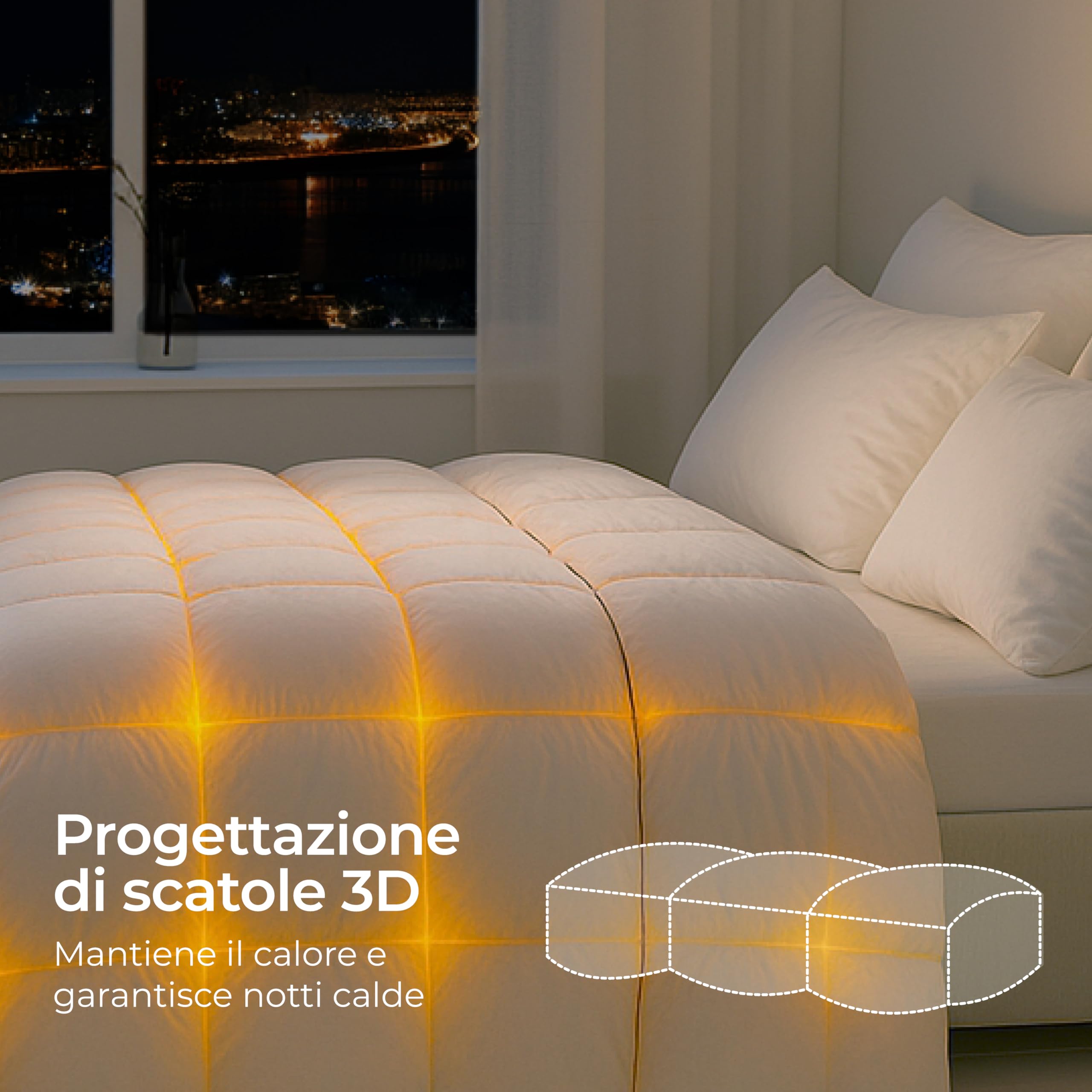 Dreamzie - Piumino in Piuma Matrimoniale 4 Stagioni Piuma Ultraconfortevole 220x240 cm - Piume e Plumón d'Anatra 450gsm – Certificato Oeko-Tex, RDS e Downpass