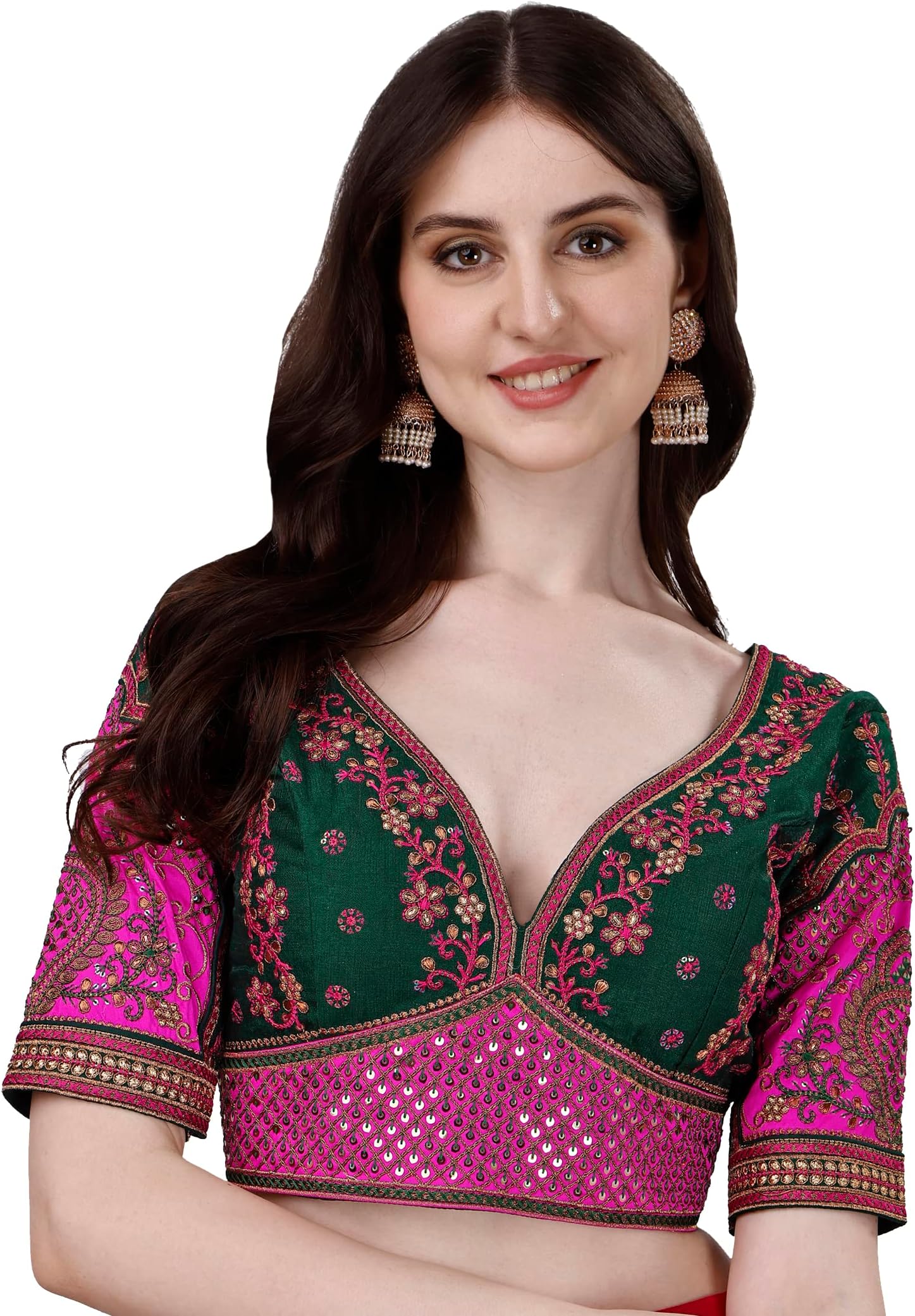 Pujia MillsWomen Silk Half Sleeve Blouse