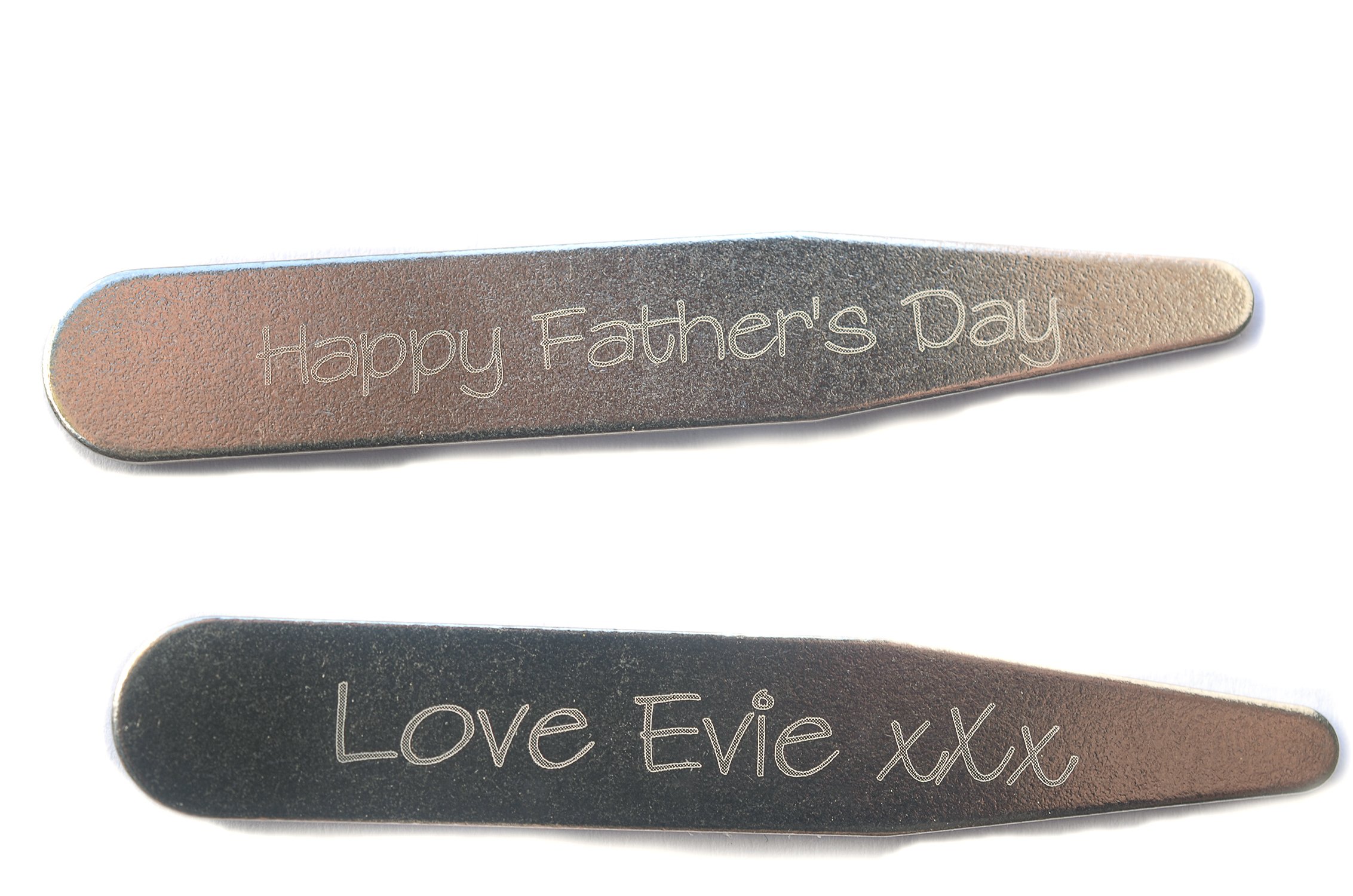 Funky Cufflinks~com Personalised Engraved Pair of Magnetic Collar Stays/Stiffeners with Magnets in Wallet to Customise