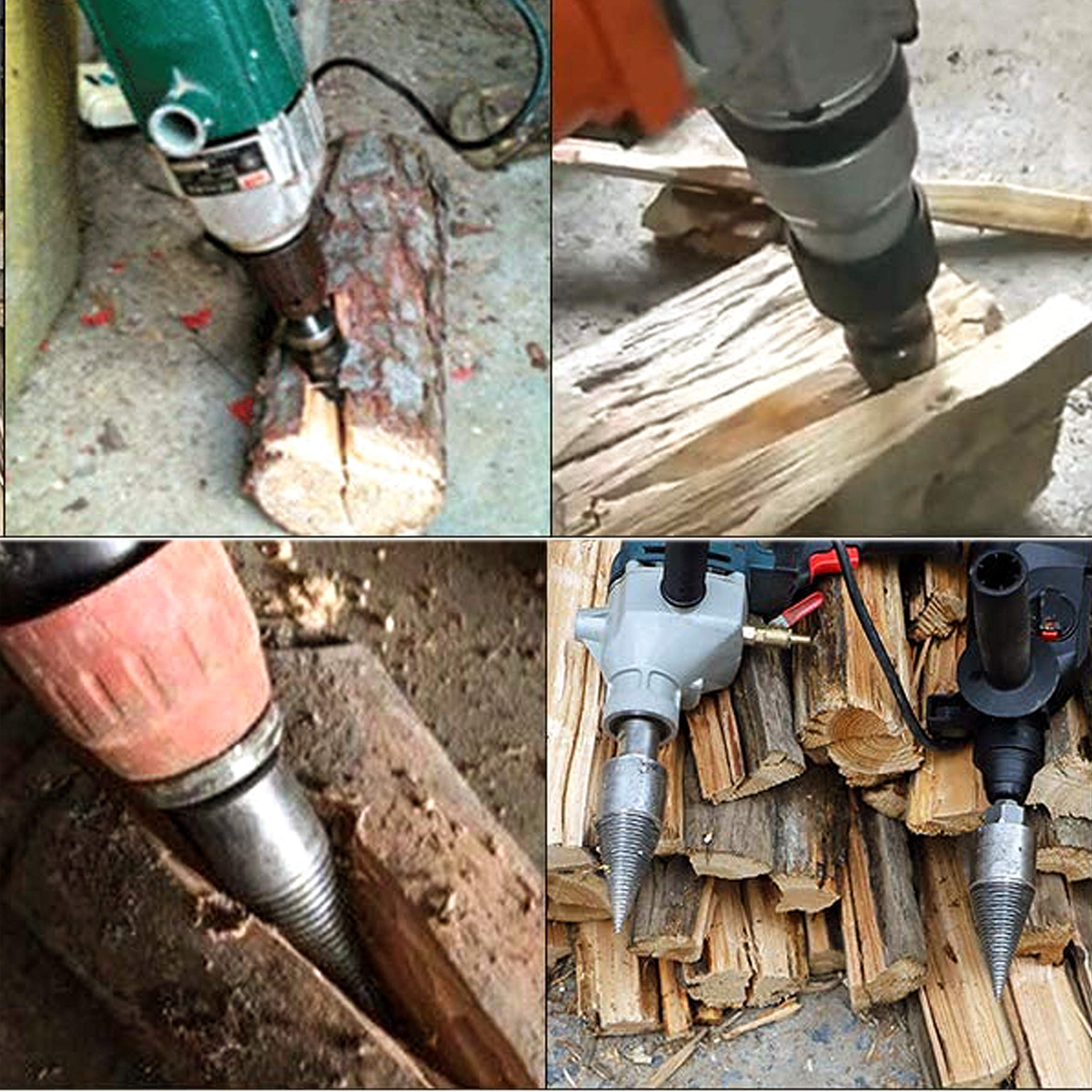 Legna da Ardere Spaccalegna Smontabile Coni Kindling Legno Spaccatura Tronchi Bit Log Splitter Vite Cono Accensione Legna Da Ardere Splitter per Uso Domestico Elettrico Trapano