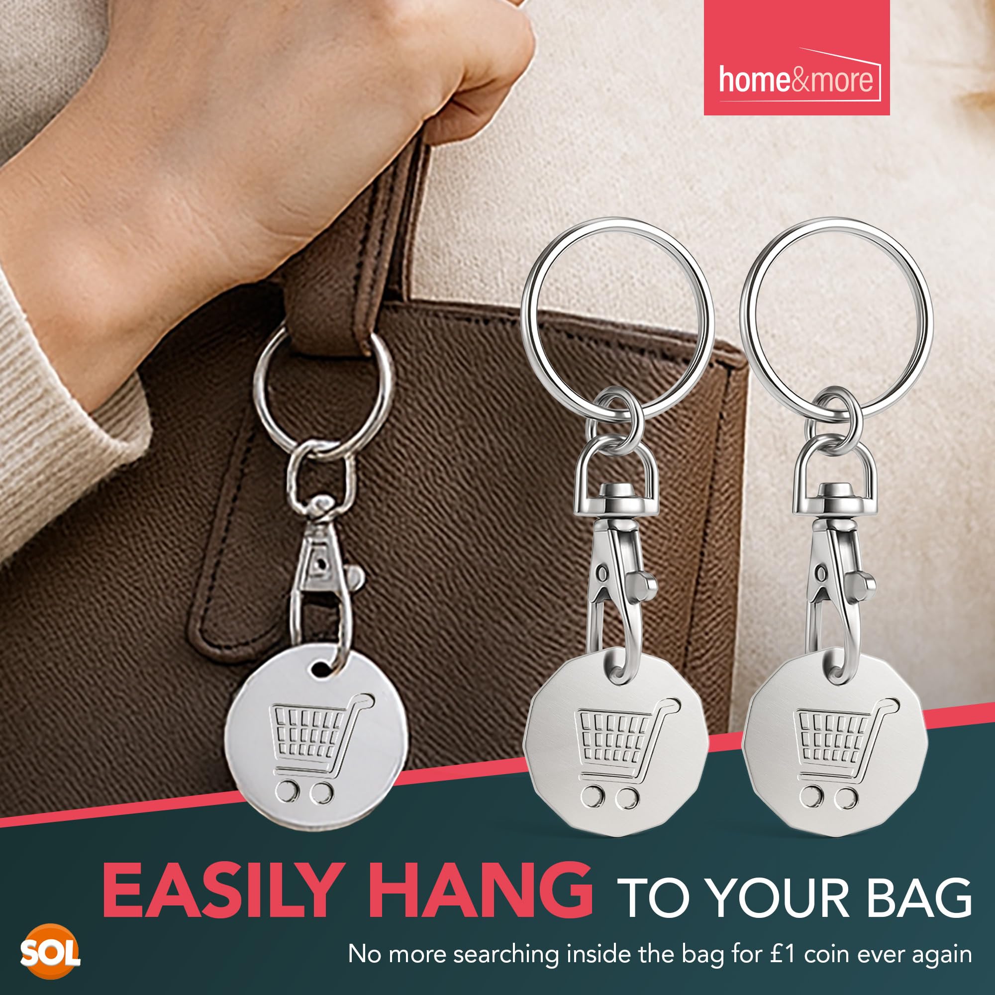 Pack Of 2 Trolley Coin Key Chains, Rude Gift, Supermarket Trolley - Foto 2