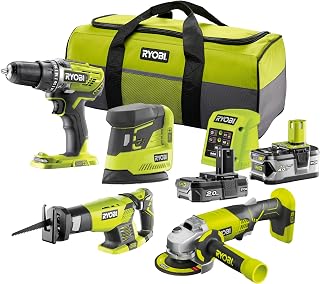 RYOBI - Pack ONE+ 18V 4 outils : Perceuse-visseuse R18DD3-0 Couple max : 50 Nm, Vitesse à vide : - V1 : 500 tr/min - V2 : 1800 tr/min