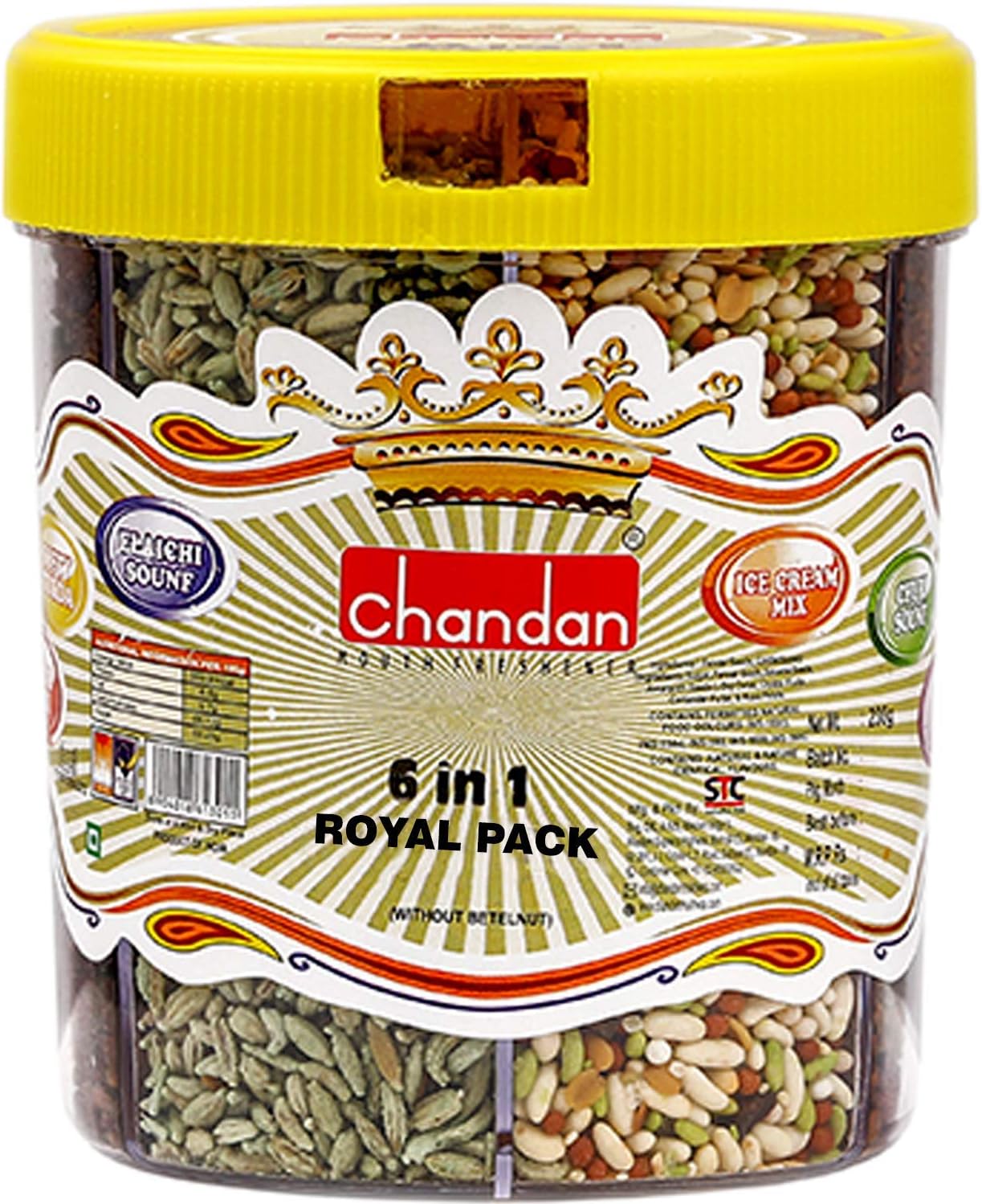 Chandan Mouth Freshener 6 in 1 Royal Pack (Elaichi Sounf, Churi Saunf, Ice Cream Mix, Jet Mix, Gulab Mix & Softy Tukda) | 230 Grams | 100% Natural