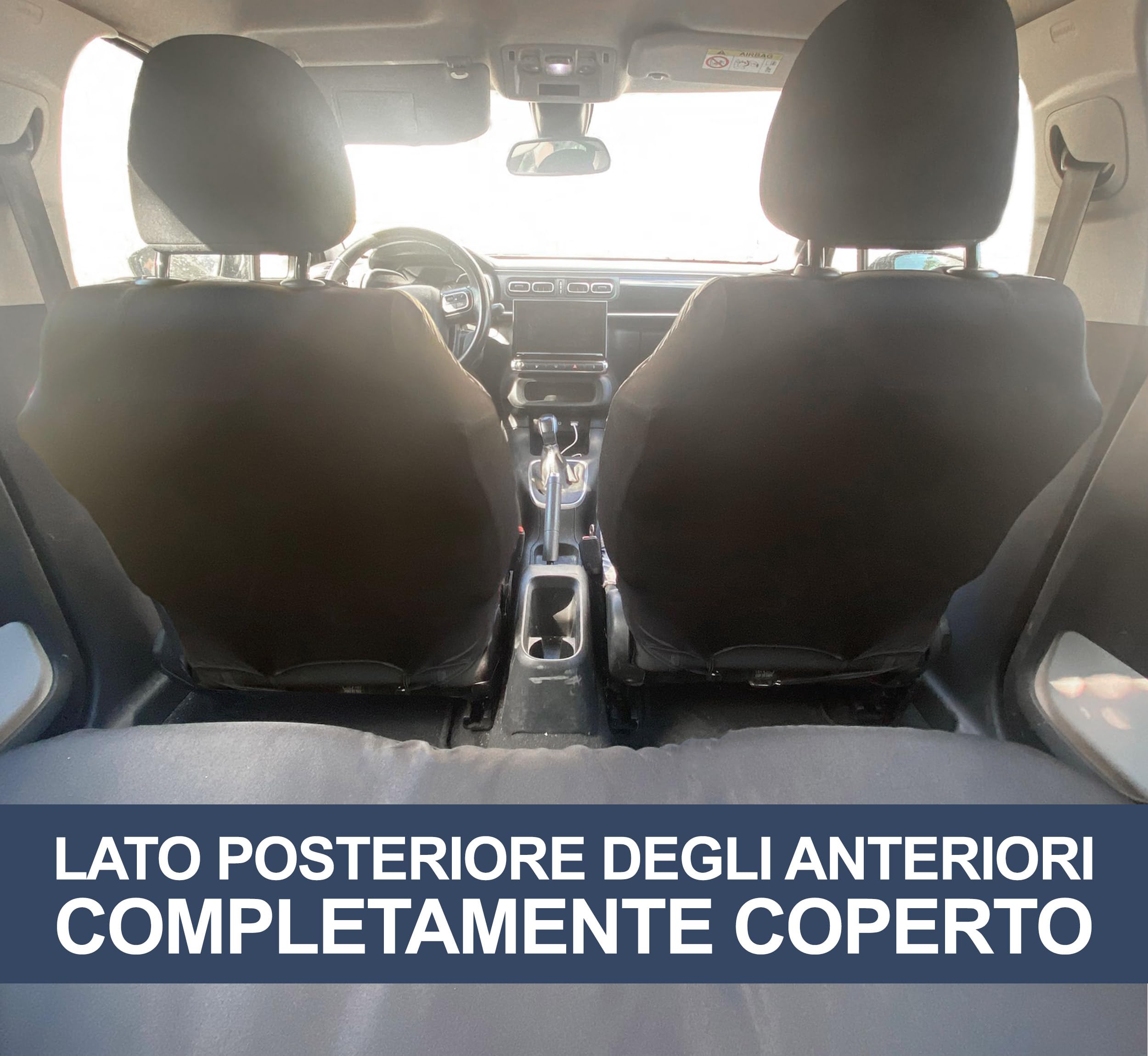 Auto Accessori Lupex Housses de siège Auto compatibles avec Cinquecento 500, Made in Italy, Tissu Polyester (Noir - Blanc modèle 2)